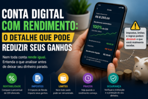Conta digital com rendimento: o detalhe que pode reduzir seus ganhos